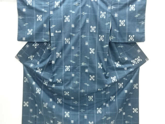 Kasuri pattern woven hand-woven SILK pongee Kimono